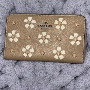 Coach Beige and Cream Floral Wallet
